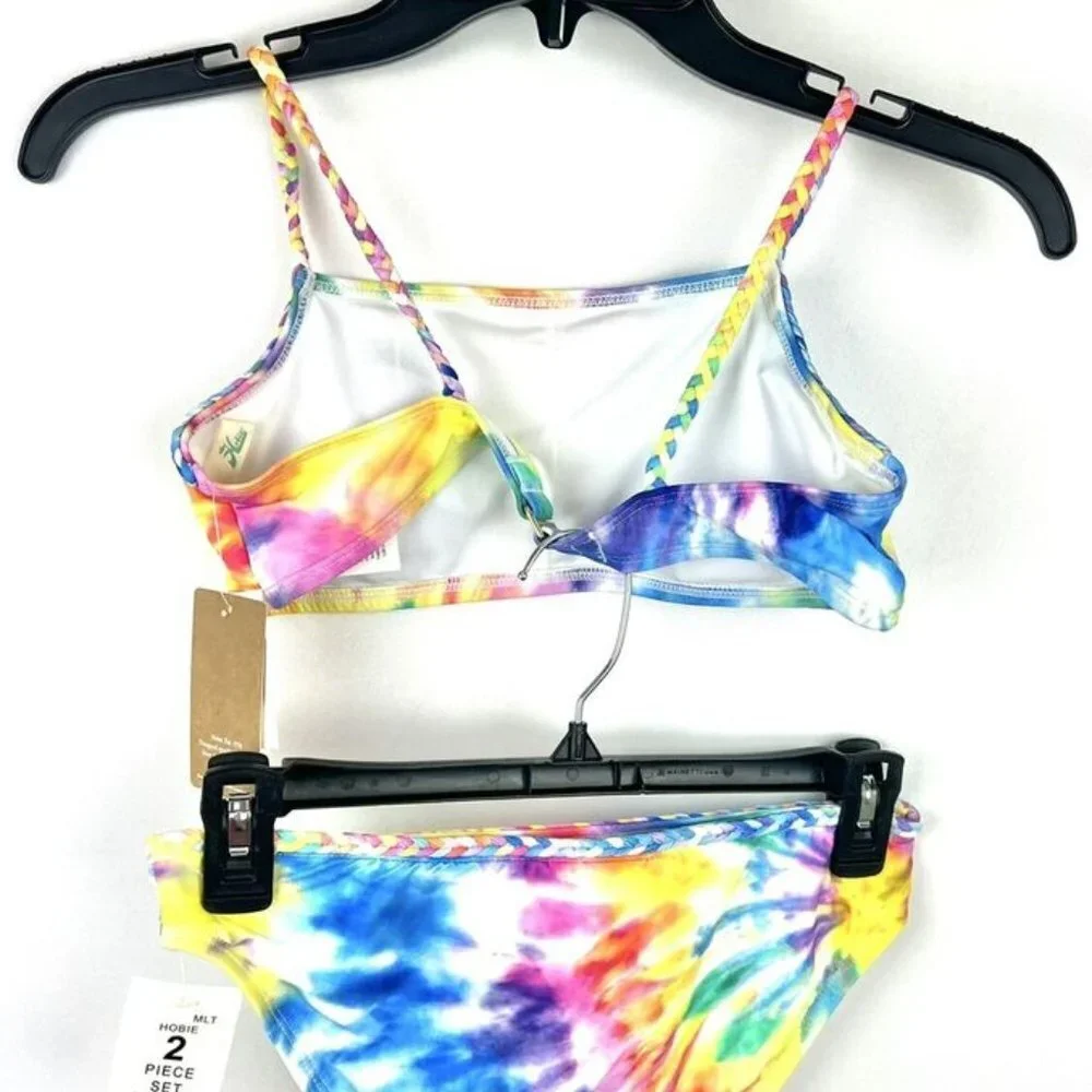 Hobie Girl’s Tie Dye Multicolored Two Piece Swimsuit Size 14